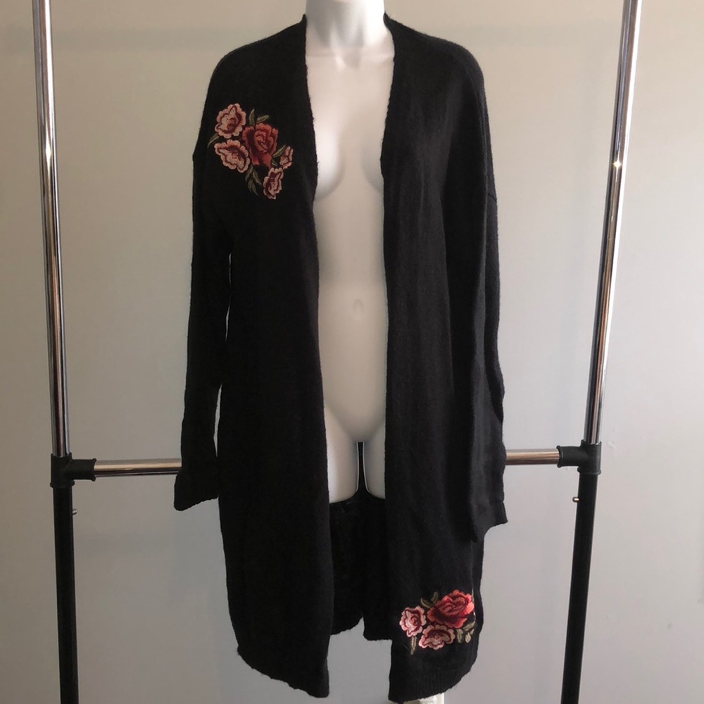 Long Sweater Floral Cardigan